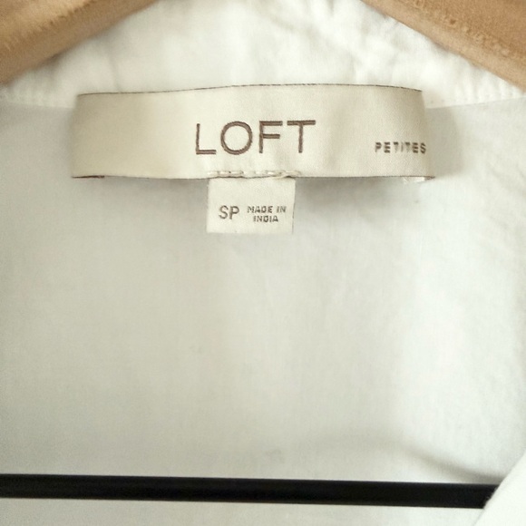 LOFT Long Sleeve White Shirt Dress in White Size SP - Picture 4 of 6